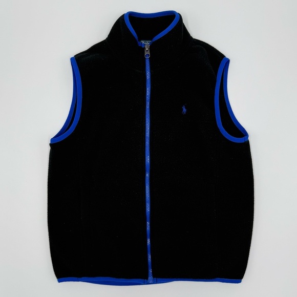 Polo Ralph Lauren Boy’s Polar Fleece Sleeveless Vest Black Blue Medium 10/12